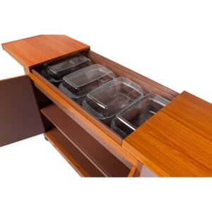 Alternative view of Wolf Power 4 Dish Food Warmer Trolley With Slide Cover 450W WPS6242GO Golden Oak