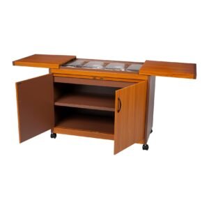 Wolf Power 4 Dish Food Warmer Trolley With Slide Cover 450W WPS6242GO Golden Oak