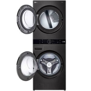 Alternative view of LG WashTower Stackable Front Loading Washing Machine W1S1CVK2EHM Black Steel 19kg And Dryer 16kg