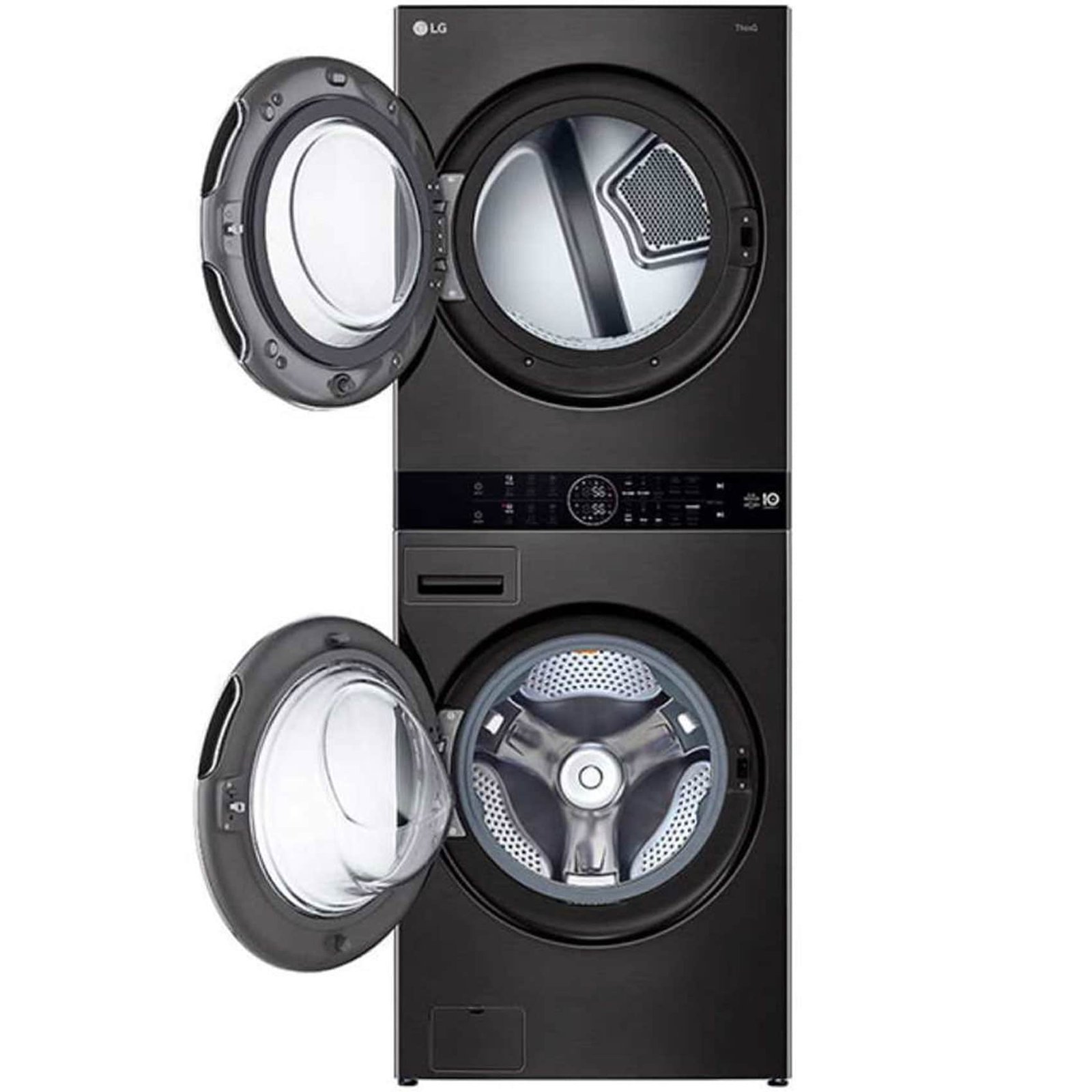 LG WashTower Stackable Front Loading Washing Machine W1S1CVK2EHM Black Steel 19kg And Dryer 16kg - Image 2