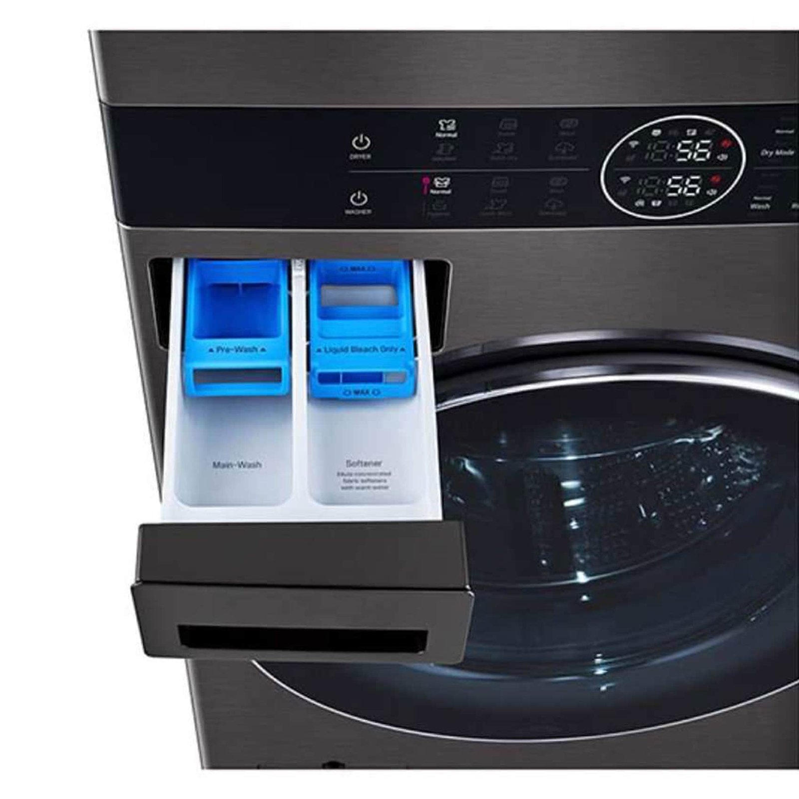 LG WashTower Stackable Front Loading Washing Machine W1S1CVK2EHM Black Steel 19kg And Dryer 16kg - Image 4