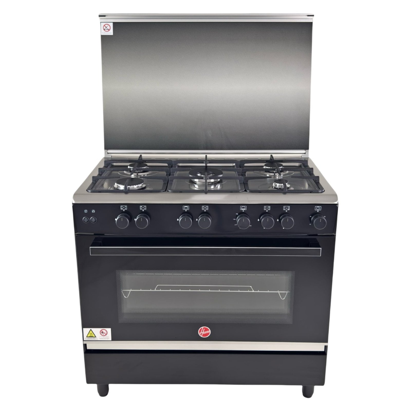 Hoover Gas Cooker HGC-G95G-RB, 90 cm, Black, 4 Burners