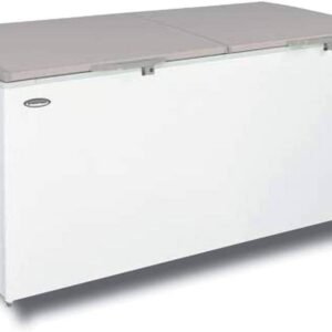 Westpoint Double Door Gross 850L Nett 662L Free Standing Chest Freezer Inner Aluminium External Fan Condensor Light Inside with wheels White ESMA 1 Star Ratings WBXN-8422G2L-White