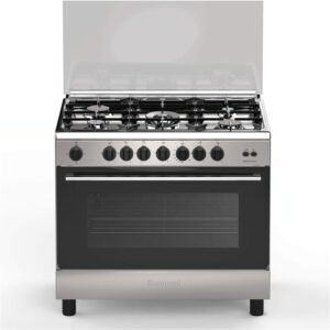 Bompani Gas Cooker Stainless Steel 90x60 5 Gas Burners Fan Gas Oven Cast Iron Grids Full Safety Essential ESSENTIAL90GG5TCFAN