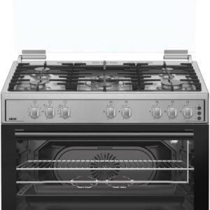 AKAI 90X60 Freestanding Gas Cooker With 5 Burner, Automatic Ignition & Full Safety, Cast Iron Pan Support, CRMA-960SCF