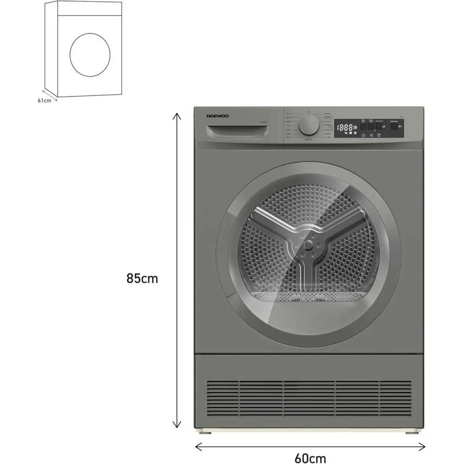 Daewoo Front Load Dryer 8 kg DW-DCD-8S15P - Image 2